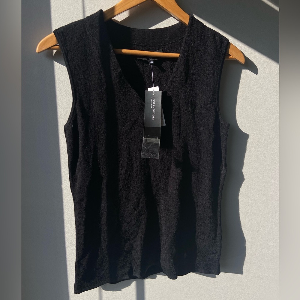 Jones New York black jacquard sleeveless sweater NWT